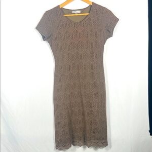 De Collection FittedBrown Lace Midi Dress Women’s Small Short Sleeve Cotton/Poly